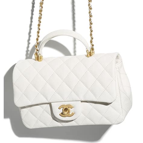 chanel flap bag with top handle white|chanel top handle bag small.